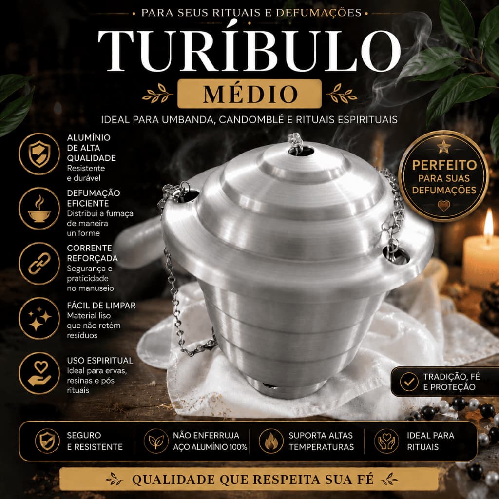 Turibulo Incensário Defumador Médio Alumínio Umbanda Candomblé