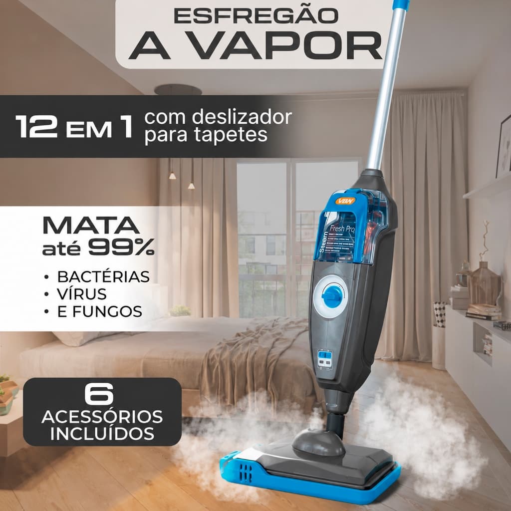 Limpador MOP Elétrico Duplo Motor 220V 1600w Limpador A Vapor Multiuso 3 em 1
