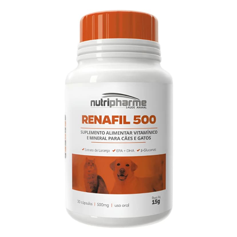 Renafil 500 Mg Suplemento Cães Gatos Problemas Renais Renal