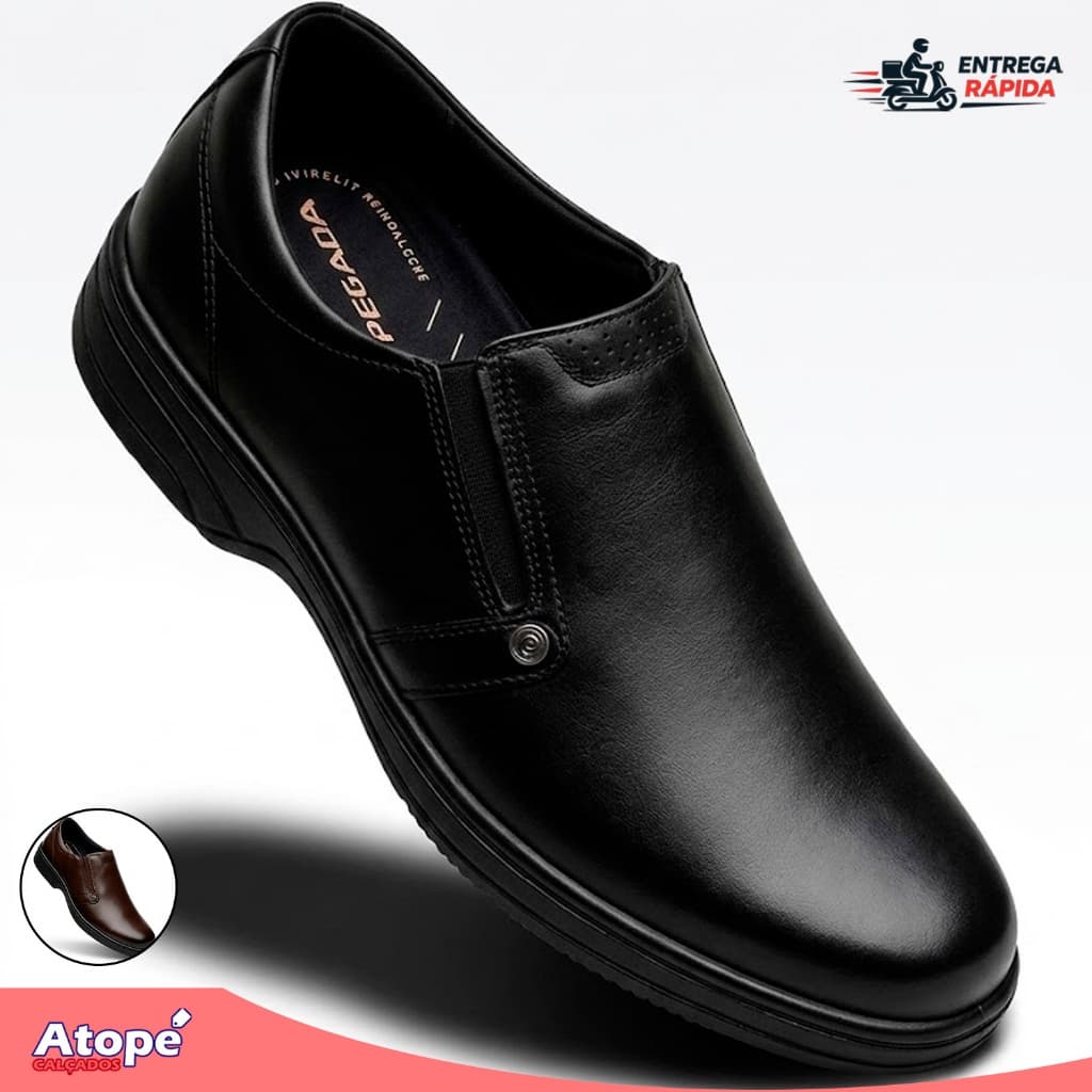Sapato Social Masculino Mocassim Pegada Couro Legítimo