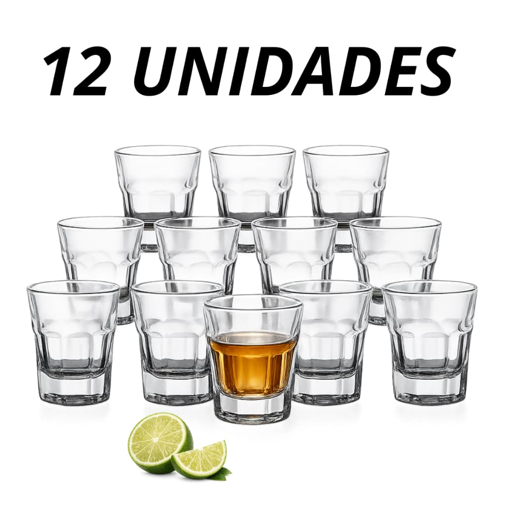 Jogo 12 Copos De Vidro Shot Drink Mini 30ml