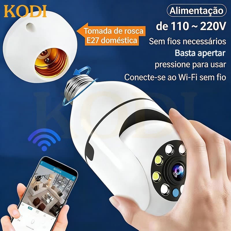 Câmera Lâmpada WiFi Inteligente 1080p com Visão Noturna Áudio Bidirecional para Monitoramento -G4