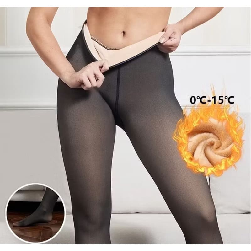 Meia Calça Peluciada Térmica Feminina – Efeito Translúcido Super Quente para Inverno