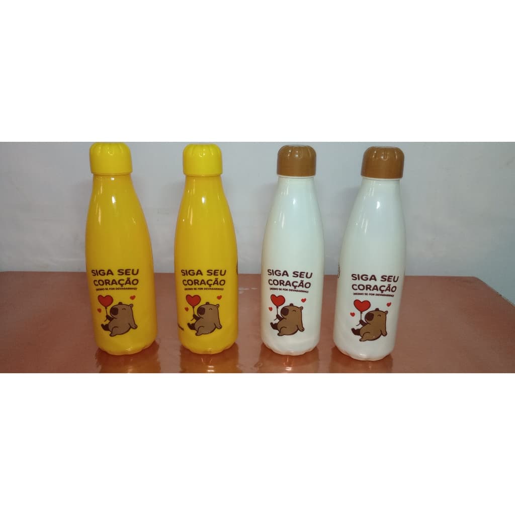 Garrafa Squeeze Capivara 600ml Plástico com Tampa Academia Escola Água Infantil 1 unidade