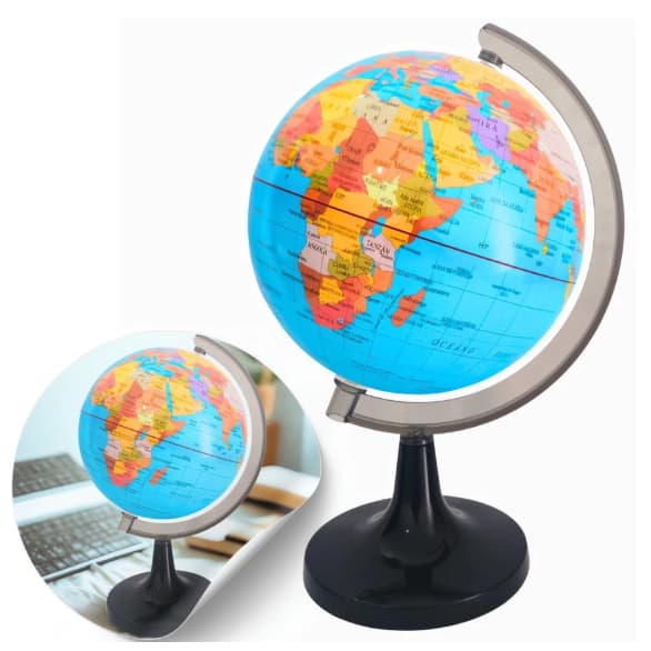 Globo Terrestre Giratório Escolar Mapa Mundi 16cm/23cm Decoração De Mesa Escritório e Estudo