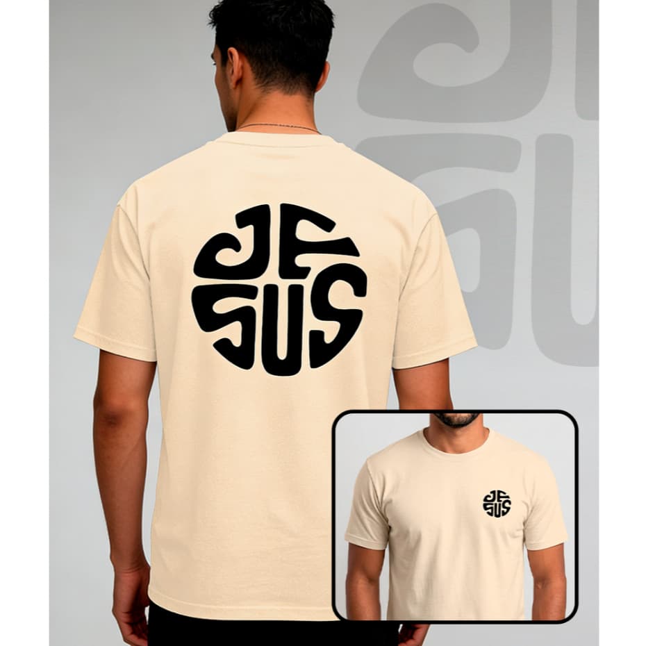 Camiseta JESUS Streetwear 100% Algodão Frente e Costas Unissex Camisa Premium Gospel Religião Fé