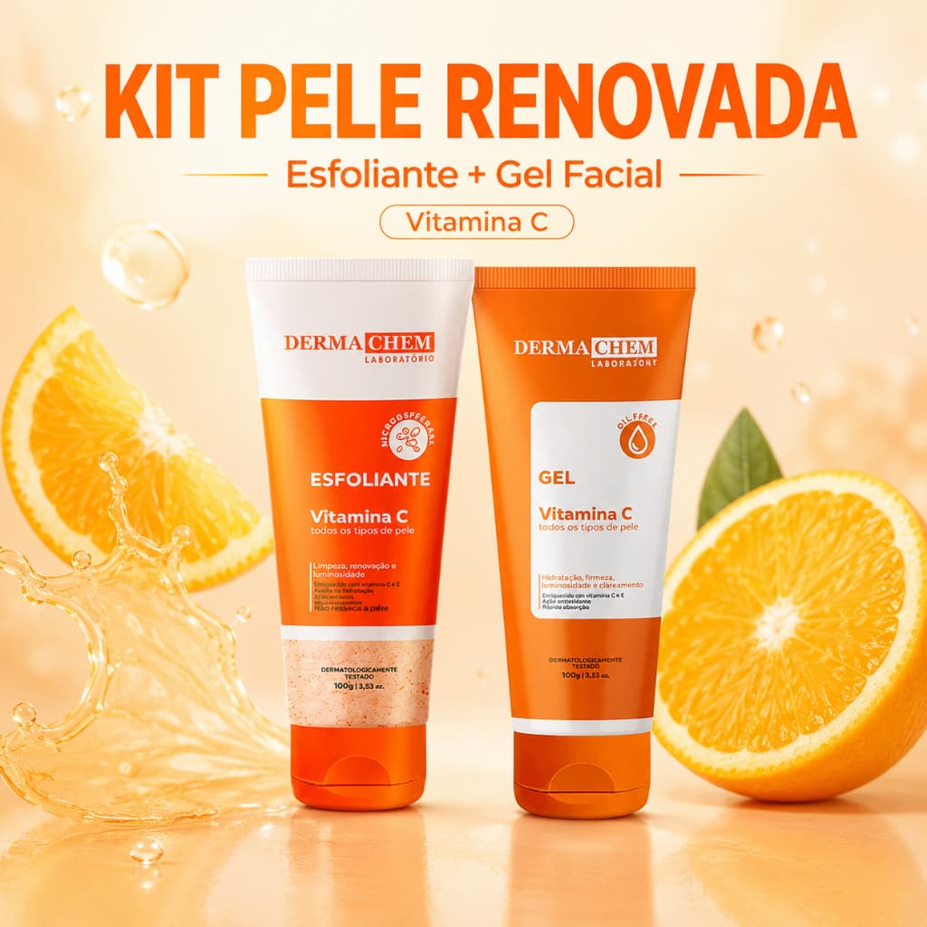Kit Pele Renovada Vitamina C Dermachem Esfoliante Facial + Gel Facial 100g