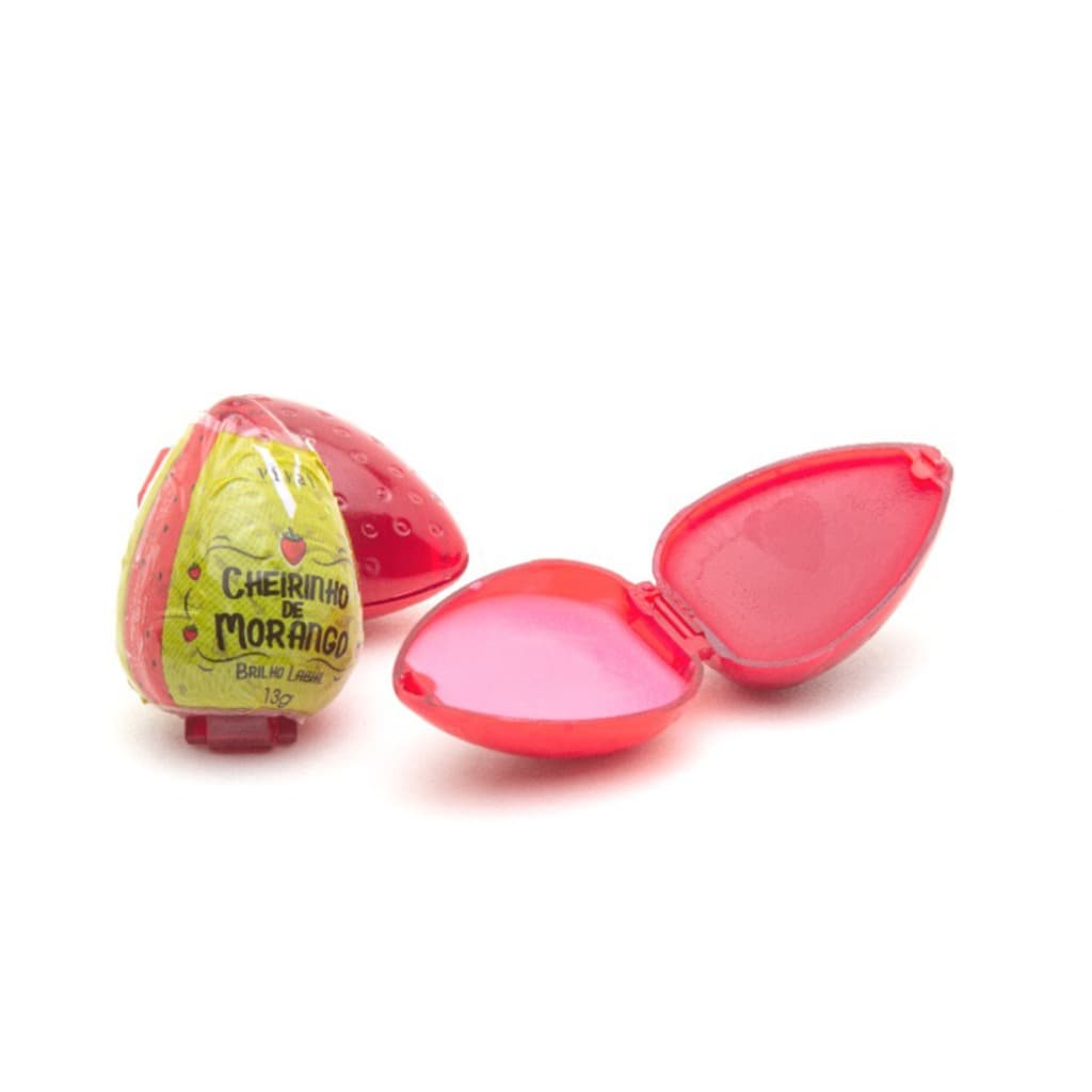 Brilho Labial Morango Hidratante Lip Balm Compacto Gloss  Lábios Macios