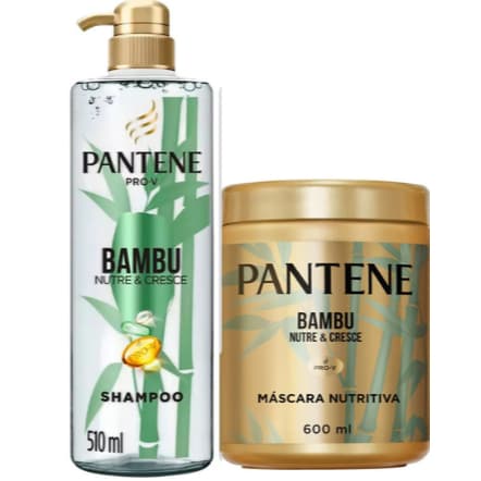 Kit Pantene Bambu Shampoo 510ml + Máscara 600ml Antiqueda Força Crescimento e Hidratação