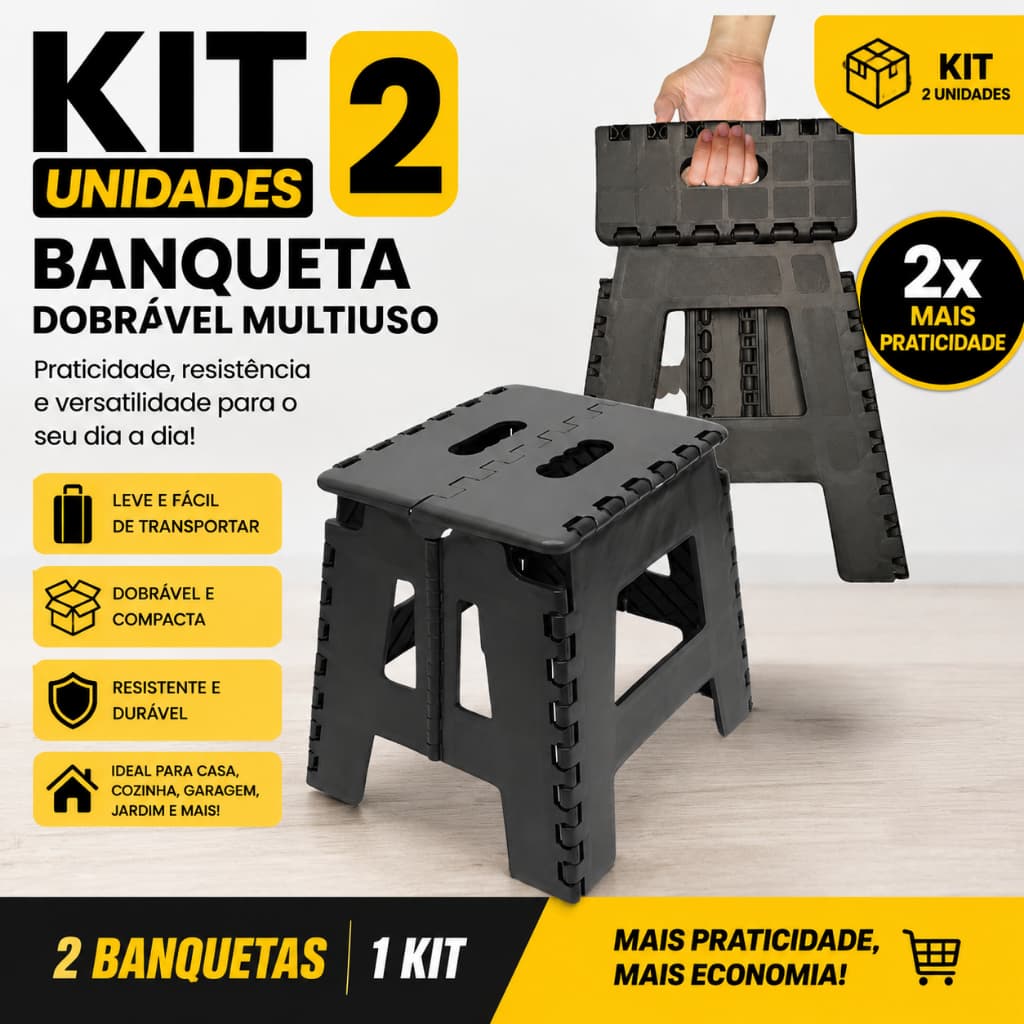 kit Banqueta Infantil Dobrável 28x25x20 (2 unidades)