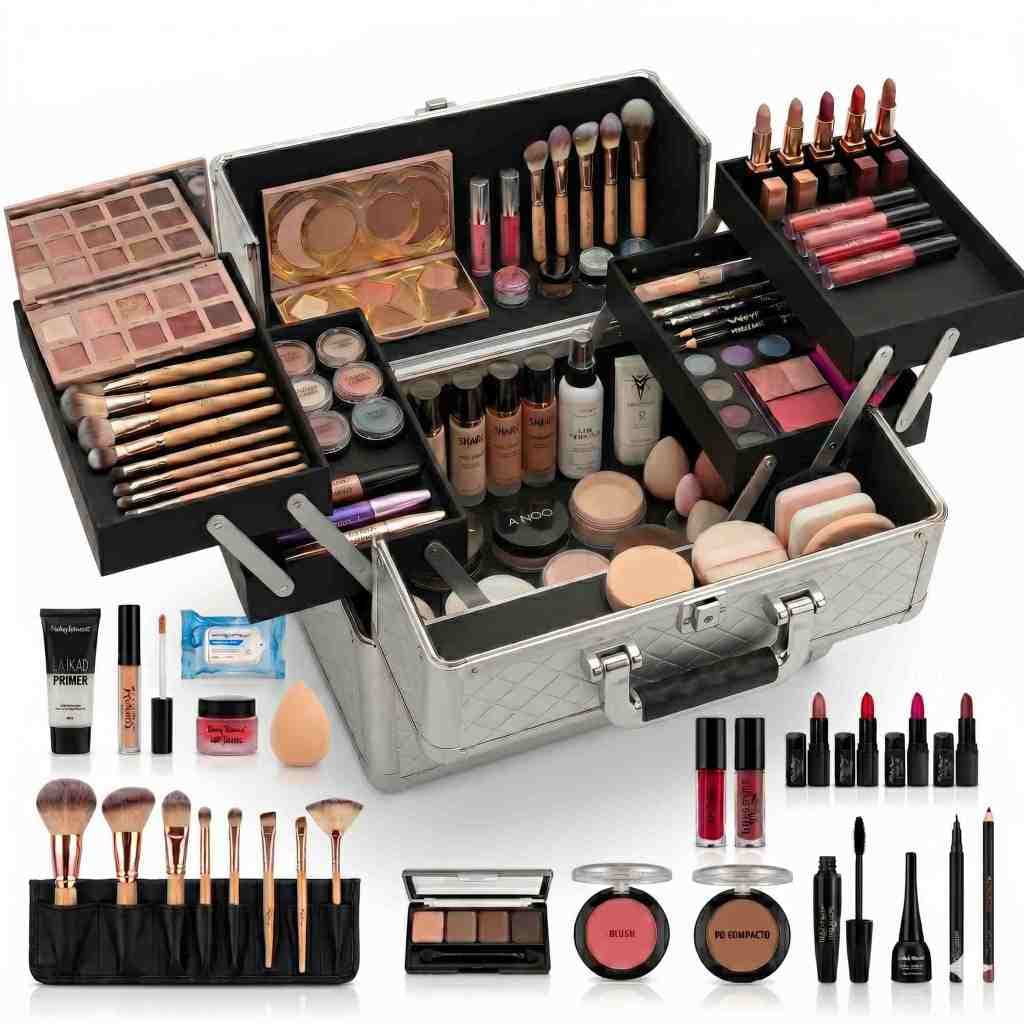 Kit Maleta de Maquiagem Completa Paleta Ruby Rose Mais Blush