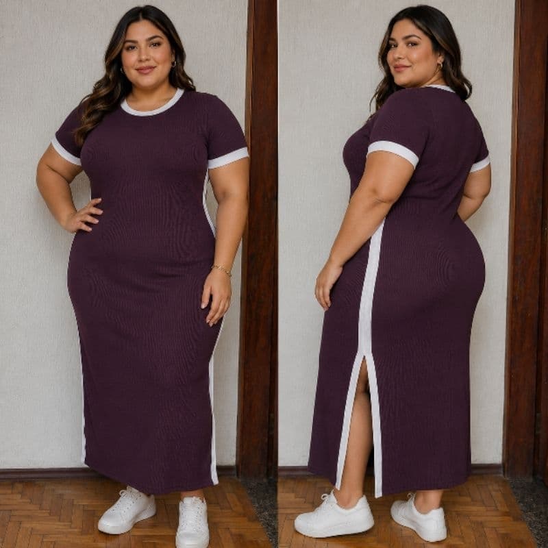 Vestido Midi Feminino Ana Ruga Elegante Casual com Bolsos Moda 2026