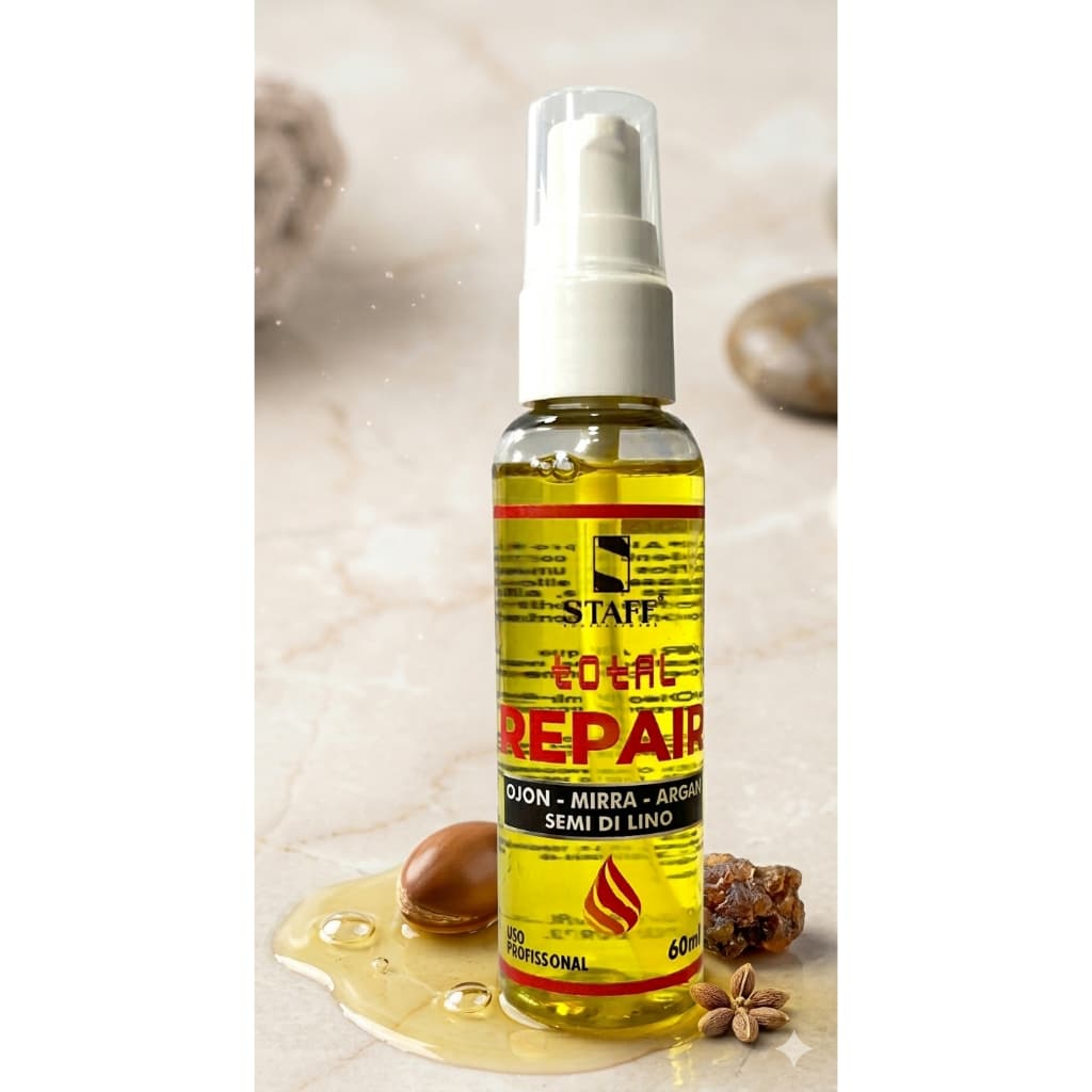 Óleo Reparador de Pontas Total Repair Staff Cosméticos 60ml – Brilho Intenso e Nutrição Profunda