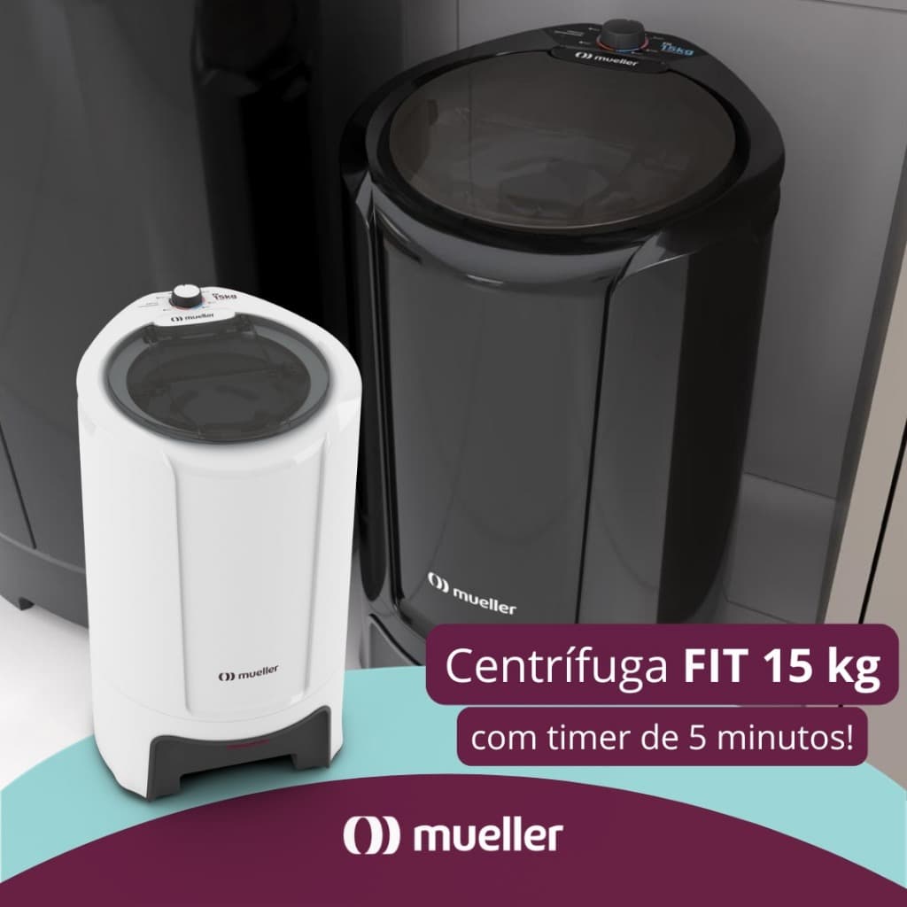 Centrífuga Mueller Fit 15kg de Roupa Molhada com Timer e Dupla Tampa | Original Mueller | 127V/220V