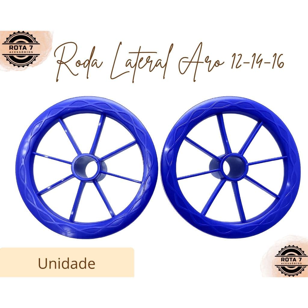 Roda Rodinha Lateral Apoio Aro 12 14 16 Nylon Plástico Azul Bicicleta Infantil Bike - Parke
