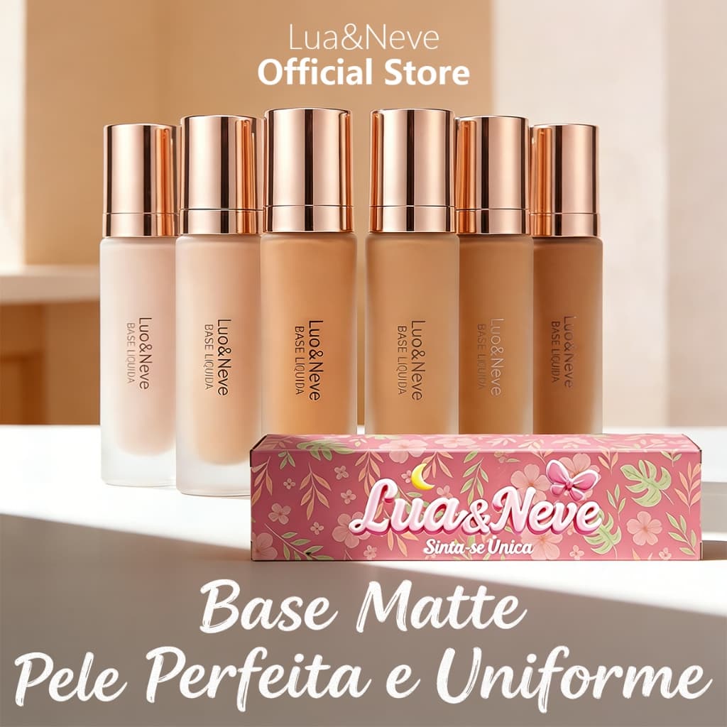 Base Líquida Matte Lua&Neve Pele Perfeita Uniforme Acabamento Natural