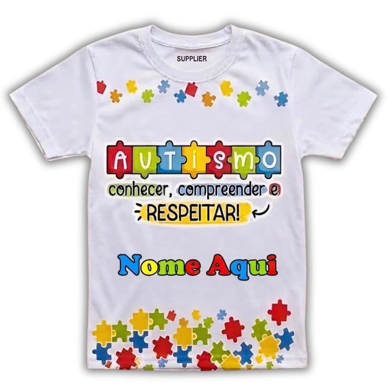Camiseta Camisa T-shirt Blusa Infantil TEA Autismo Com Nome