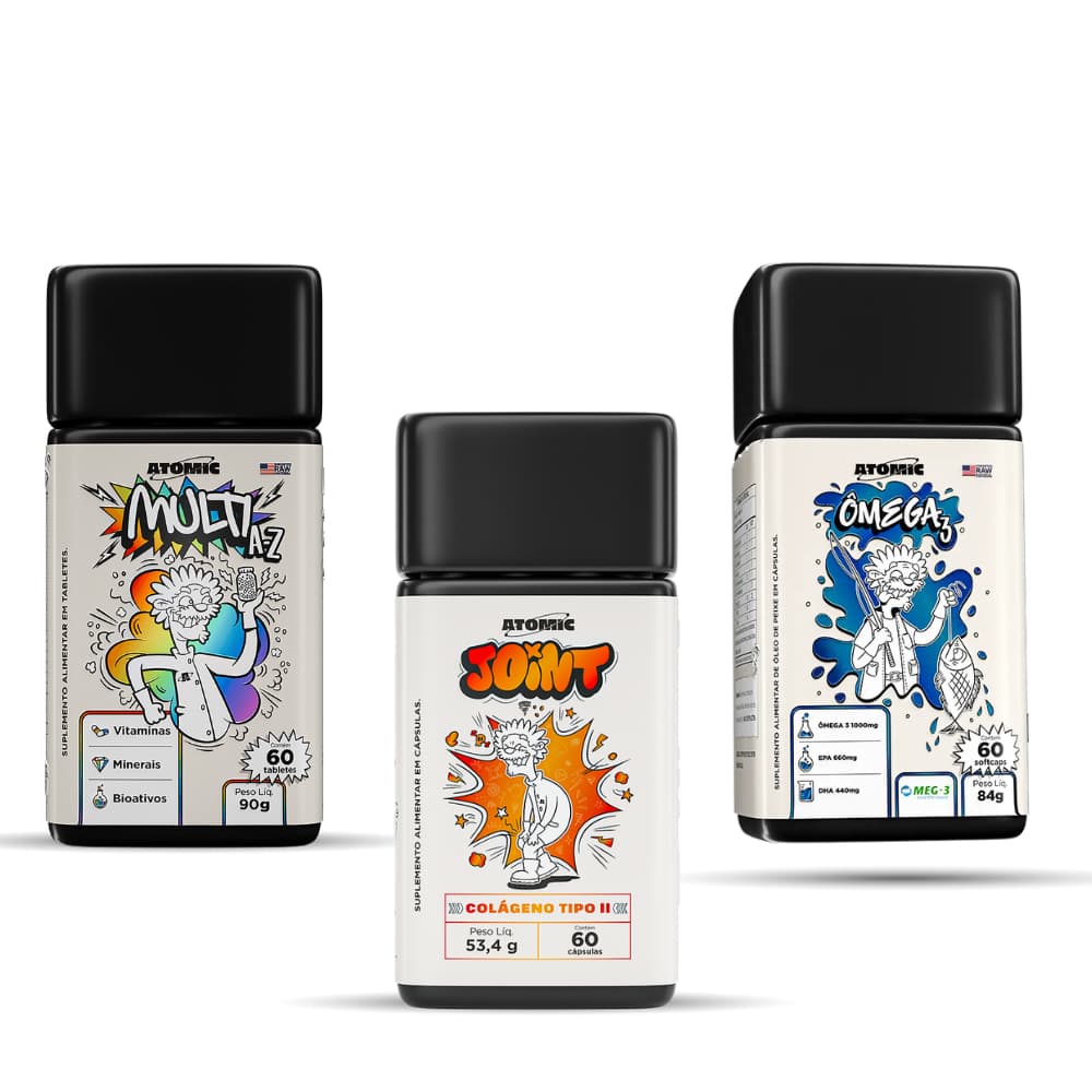 Kit Saúde - Joint 60 Caps (Colágeno tipo 2) + Ômega 3 + Multi A-Z - Atomic Labs