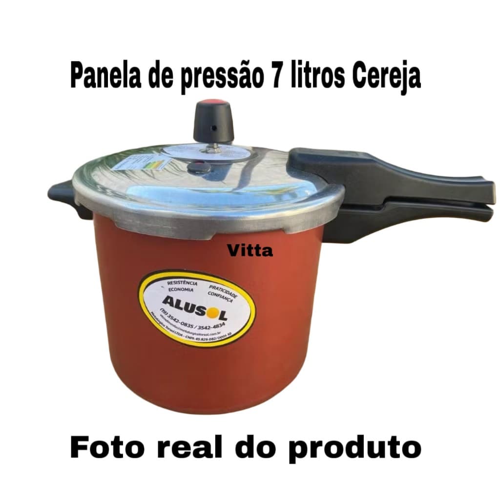 PANELA DE PRESSÃO 7,0 LITROS - FECHAMENTO EXTERNO - TEFLON ANTIADERENTE CEREJA