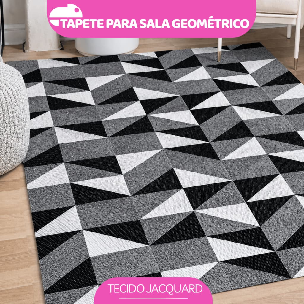 Tapete Para Sala Geométrico Grande Antiderrapante  2,00x1,35 Metros
