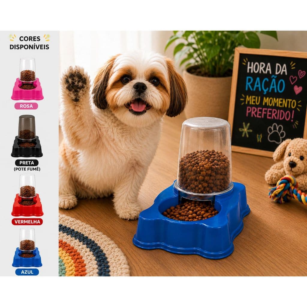 Comedouro e Bebedouro Automático Pet 2 em 1 para Cães E Gatos