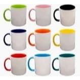 Caneca Porcelana Em Alça e Interior Coloridos - 325ml