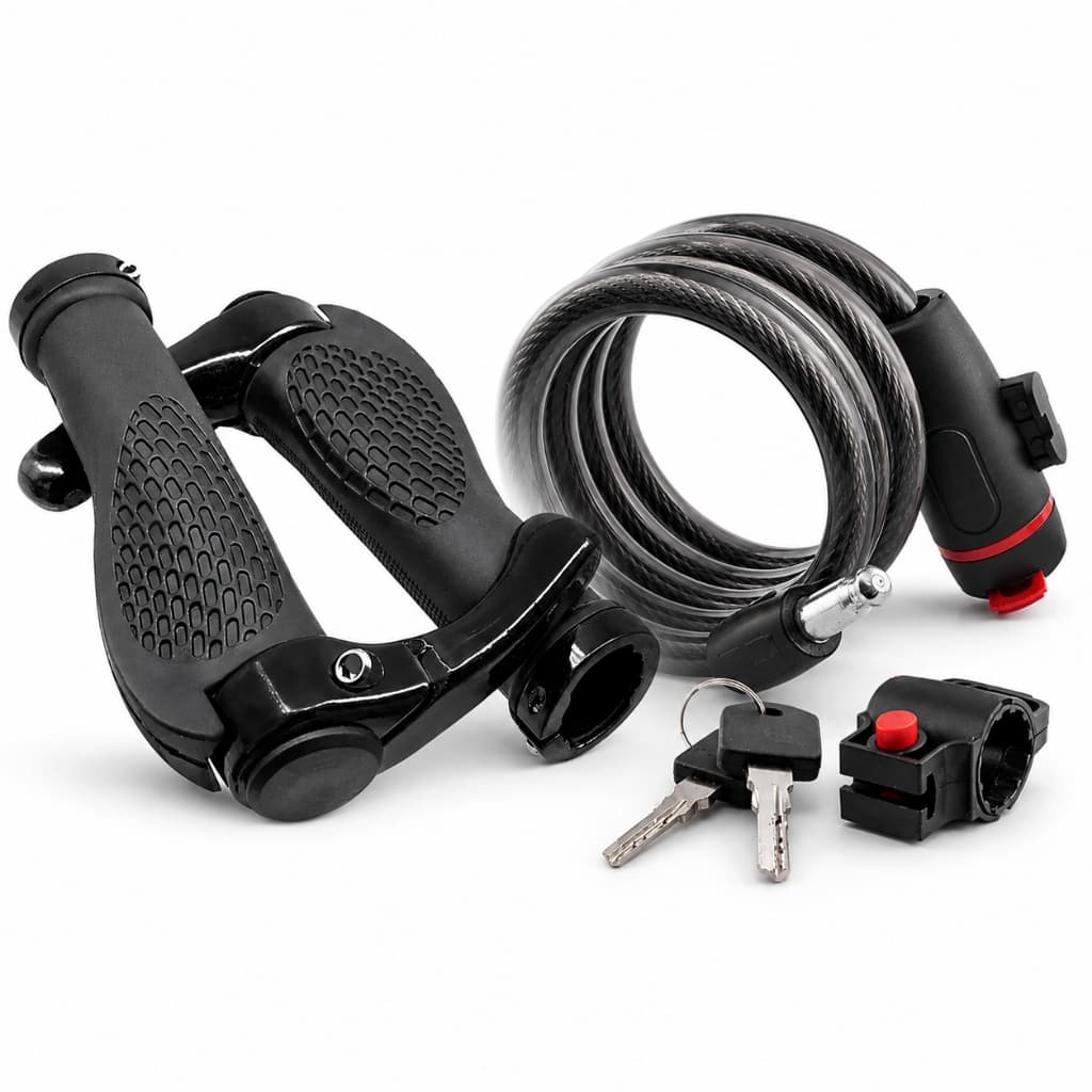 Kit Manopla Anatômica Guidão Bike Bicicleta luva de guidão + Cadeado Bicicleta Duas Chaves Segurança
