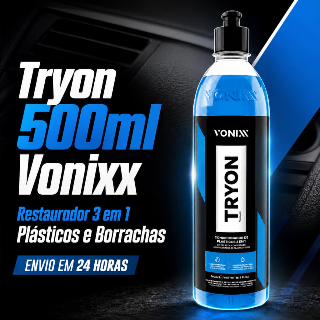 Tryon 500ml vonnix restaurador 3 em 1 plásticos e borrachas