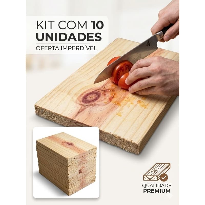 Kit 10 Mini Tábuas De Carne Frios Pinus Aparelhada Lixada Premium 25x14x1.5 cm madeira maiciça tabua de corte no atacado