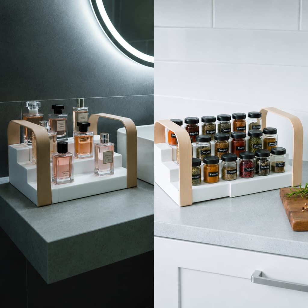 Expositor Modular Deslizante Para Perfumes E Temperos Organizador Ajustável Multiuso Display Escandinavo Premium