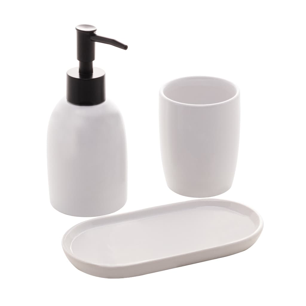 Lyor Conjunto 3 Peças para Banheiro de Cerâmica Londres Branco e Preto - Alto Padrão em Cada Peça