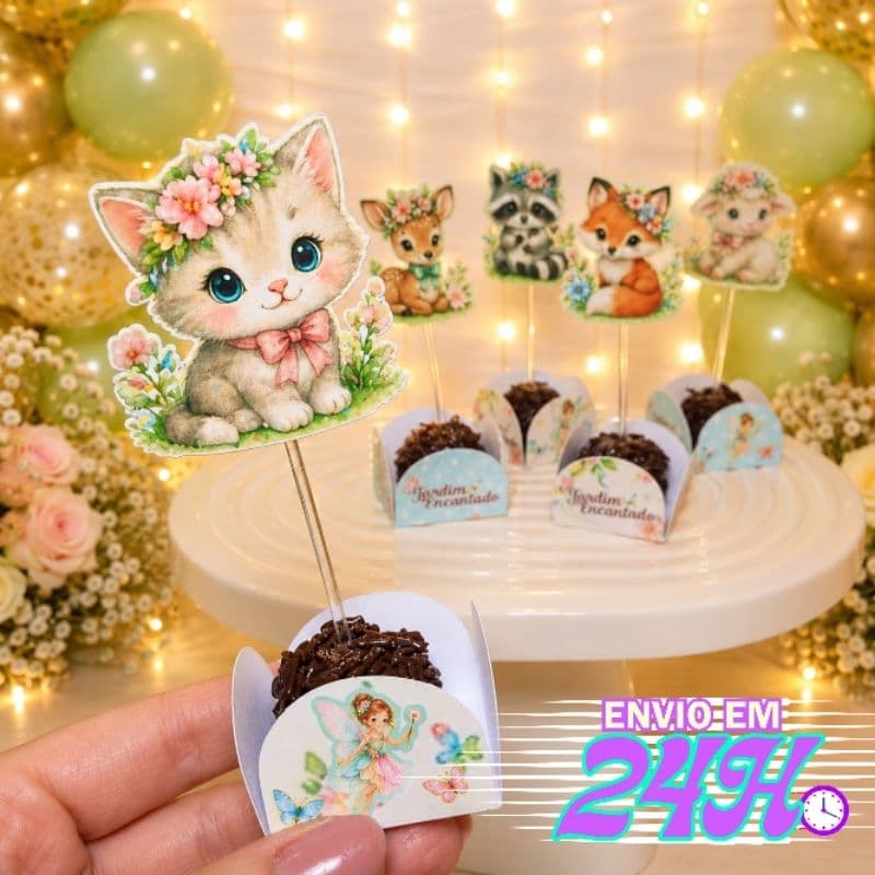Forminha para Doces com Topper Bosque Encantado – Festa Infantil Luxo