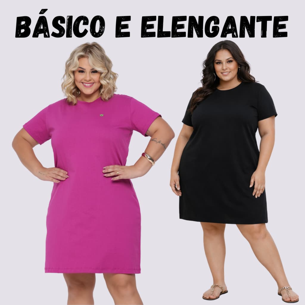 Vestido Moda Evangélica Vestido Básico Plus Size Camisetão