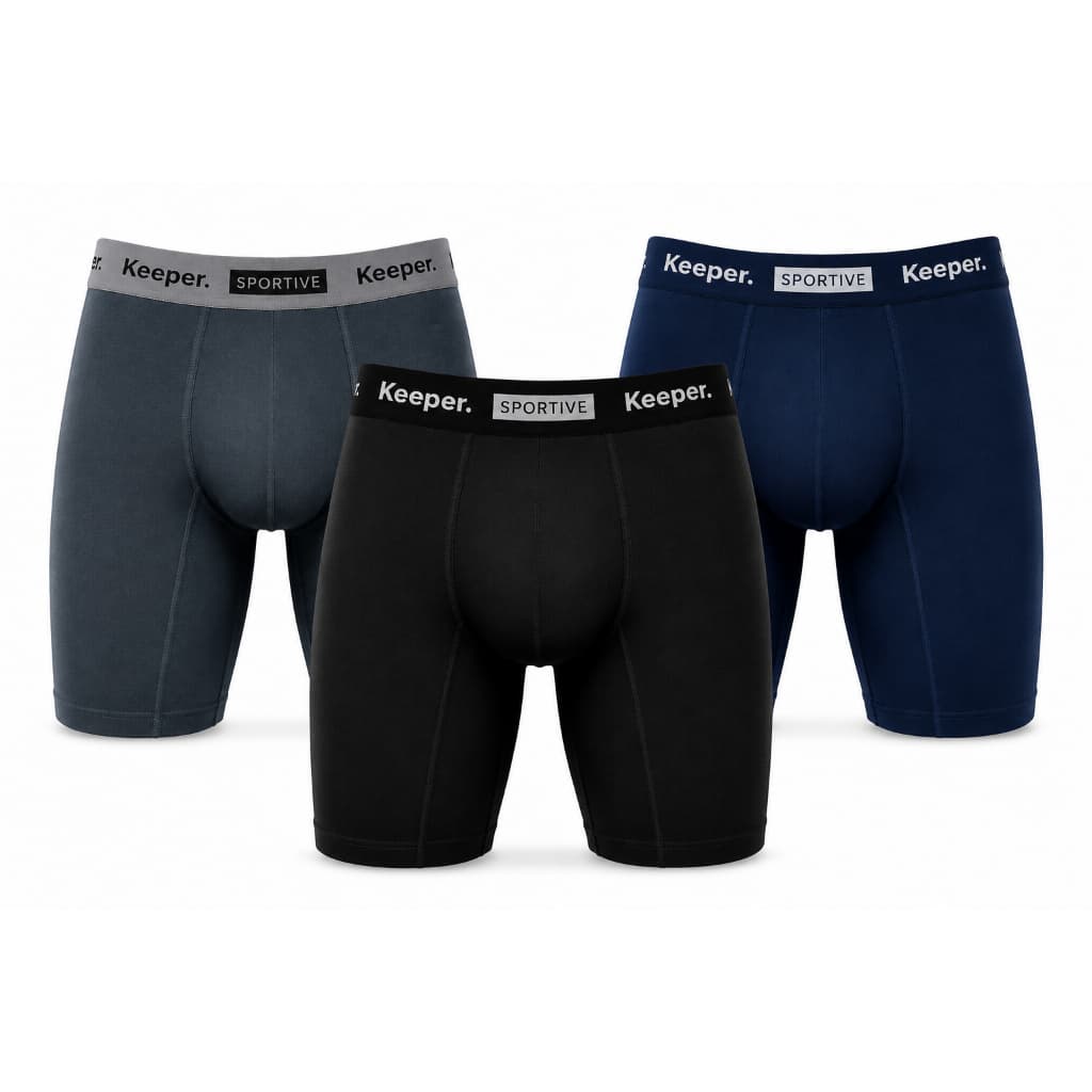Kit 3 Cuecas Boxer Long Leg longa anti assadura esportiva academia corrida treino microfibra Keeper