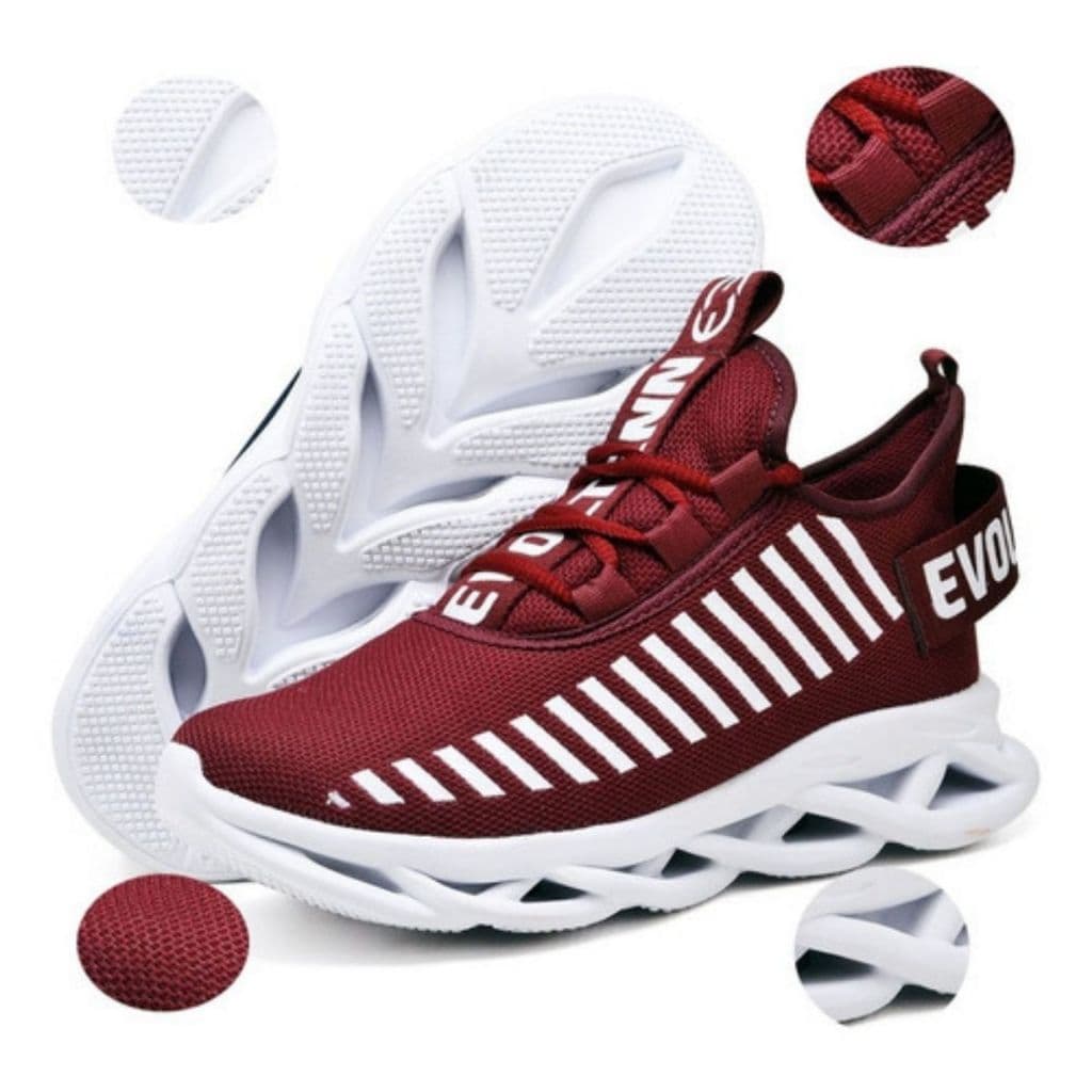 Tênis Evoltenn Feminino Esporte Casual Sola Trançada Leve e Confortável - Bordô