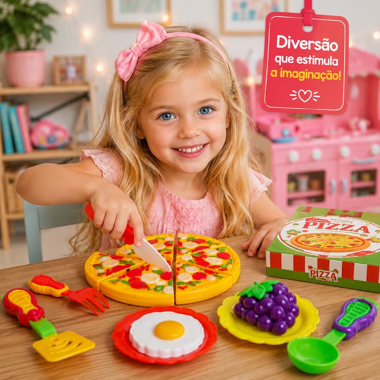 Kit Frutinhas Pizza Brinquedo de menina cozinha mercadinho