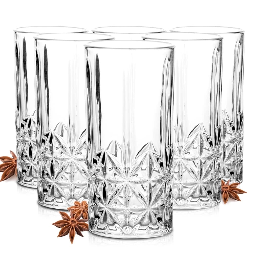 Jogo de Copos 370 ML Casa Ambiente Vidro 6 Pçs 370ml Requinte Transparente