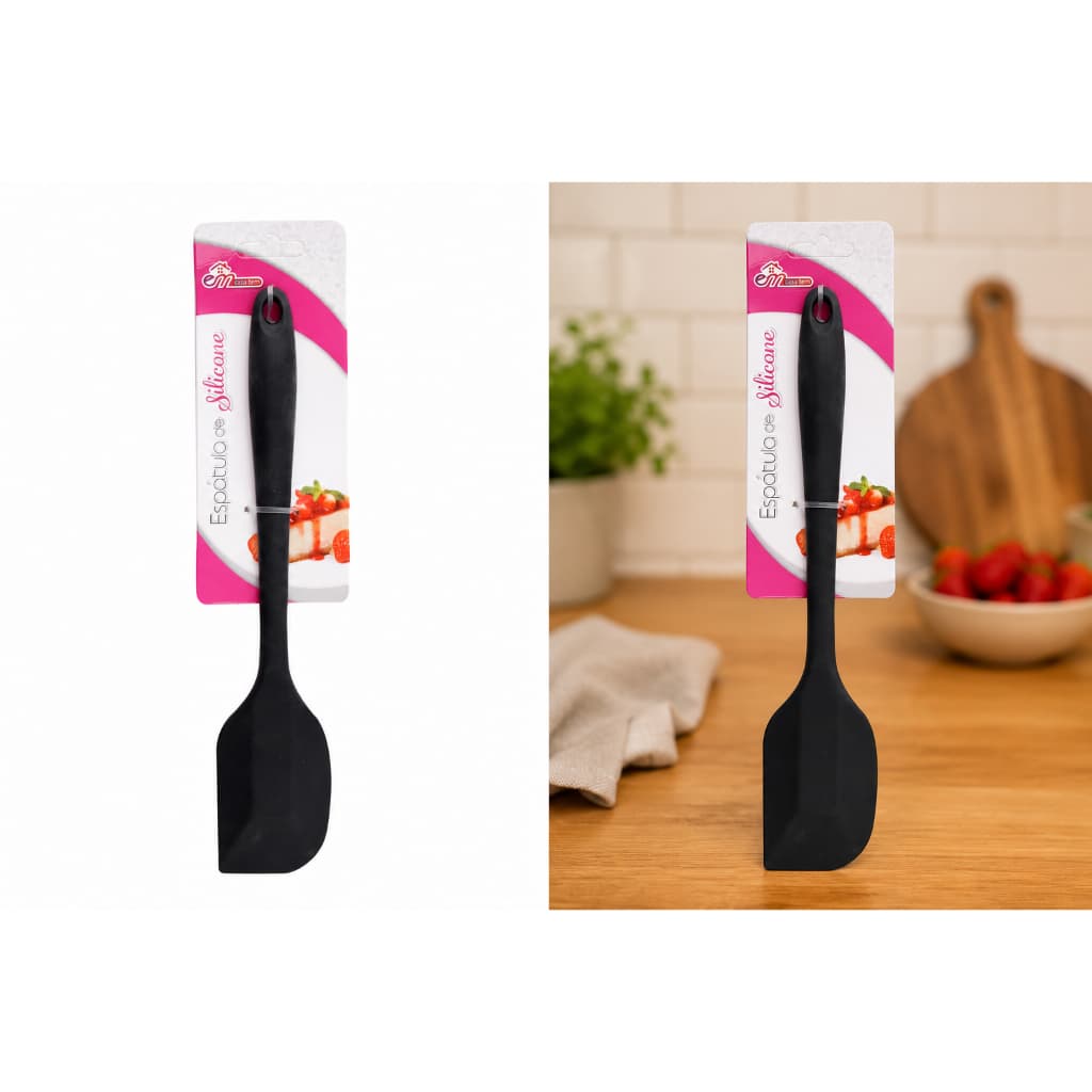 ESPATULA DE SILICONE CHANFRADA PRETA 28cm
