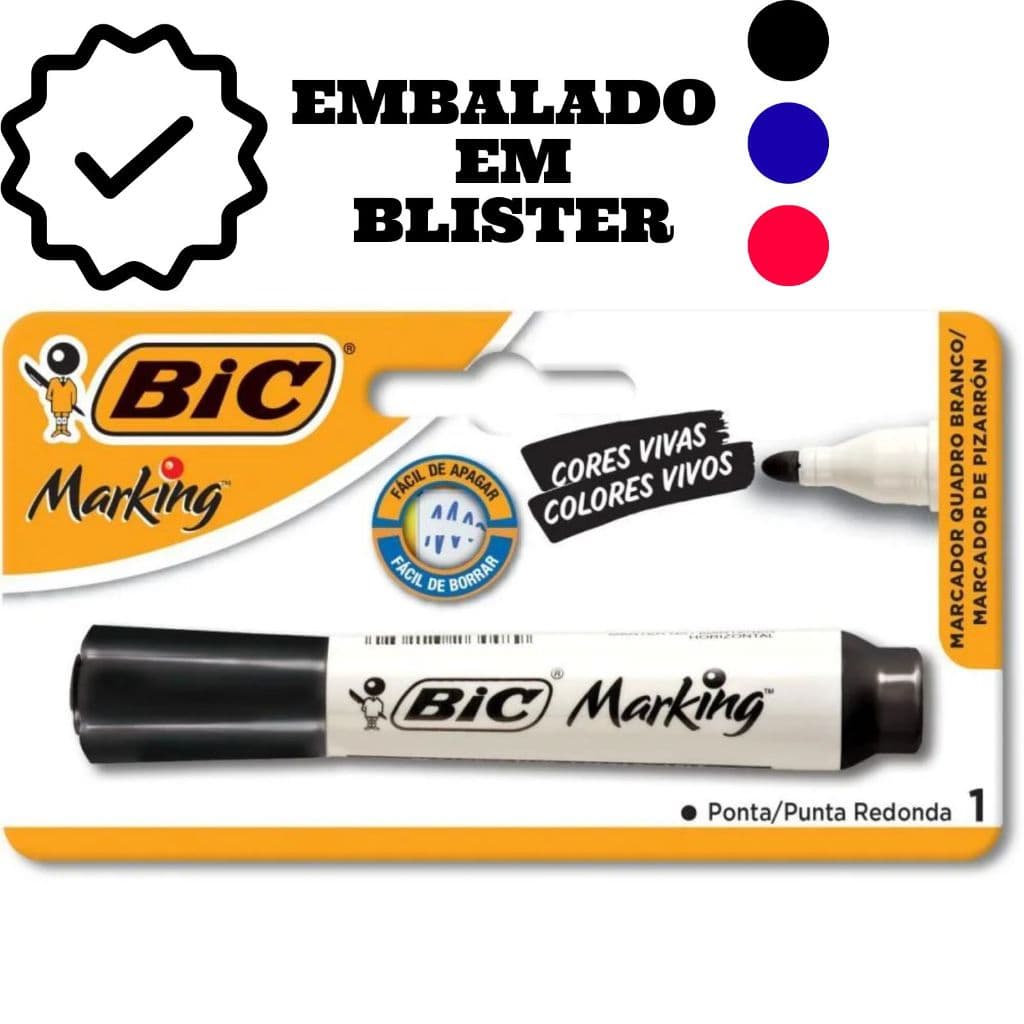 Caneta Pincel Marcador Para Quadro Branco Marking Bic