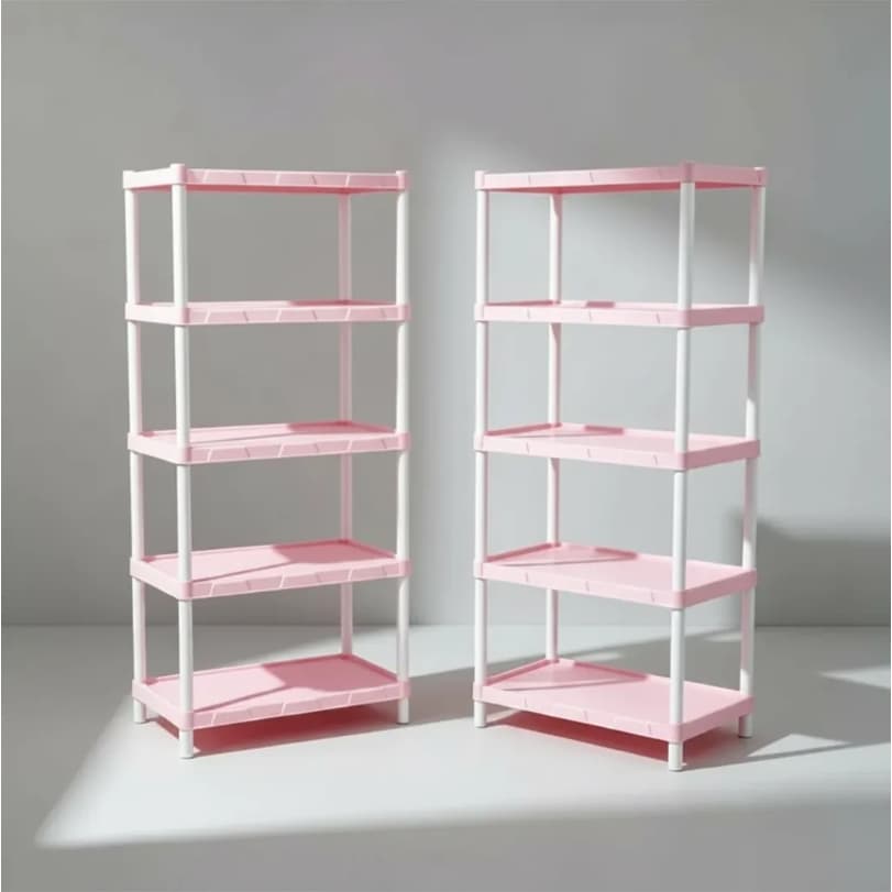 KIT 2 Estante Modular Flexa Rosa Bebe 5 Prateleiras