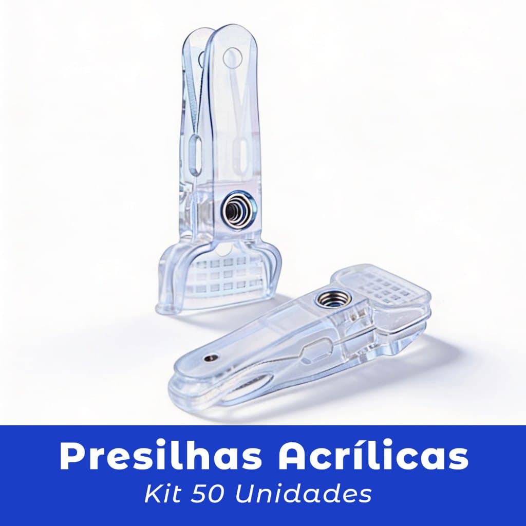 50 unidades de Presilhas P/ Cabides e Cruzetas Transparentes Acrílicas