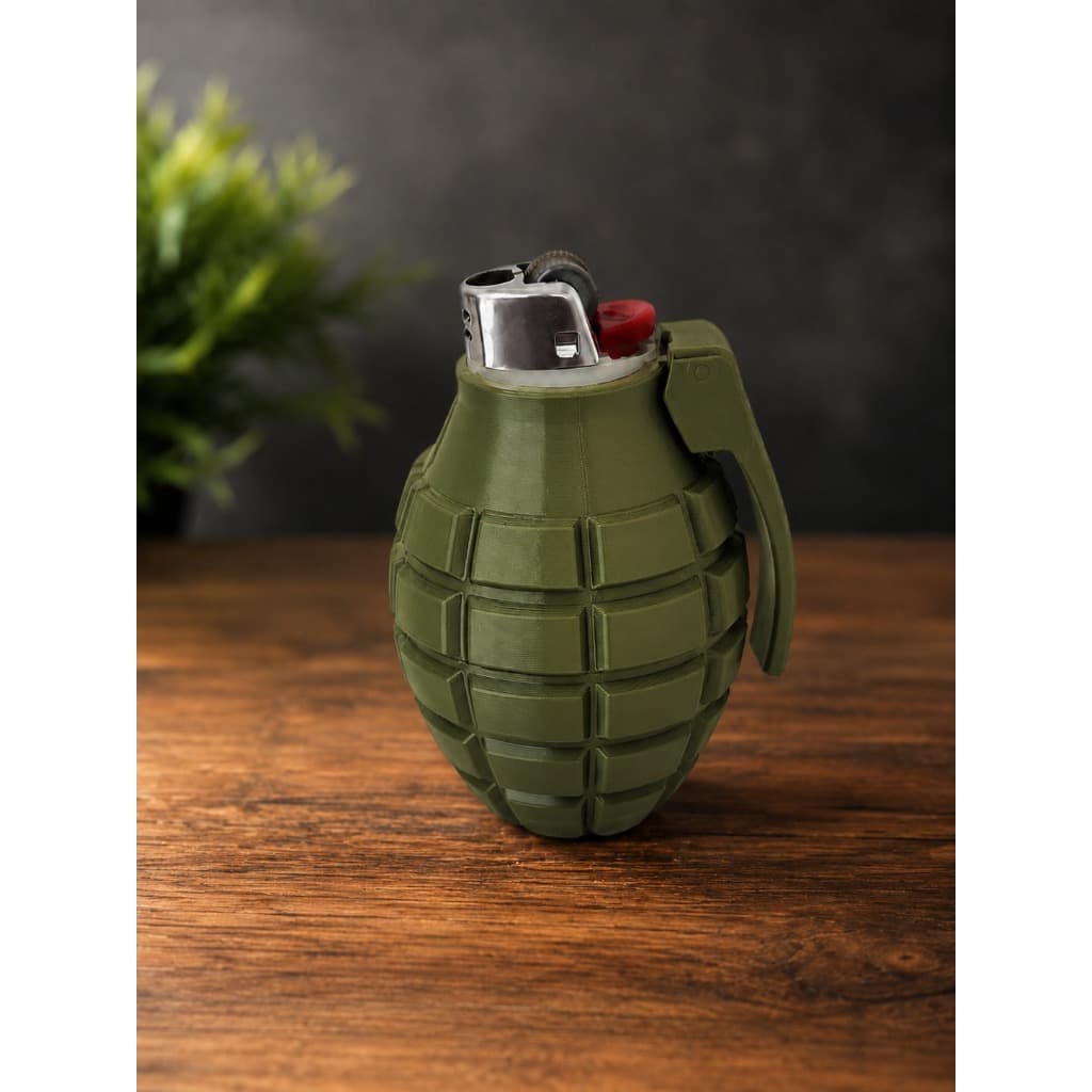 Capa Granada Verde Militar para Isqueiro Grande Decorativa Estilo Tático 3D