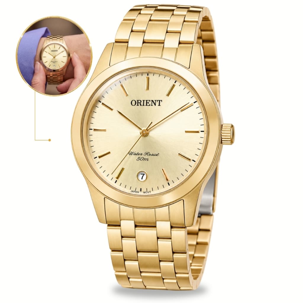 Relógio Orient Feminino De Pulso Pequeno Analógico Quartz Elegante E Minimalista Dourado Em Aço Inoxidável Original
