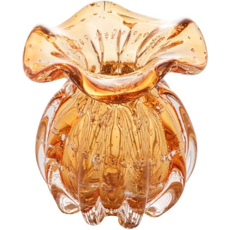 Vaso Murano Italy Ambar de Vidro 13cm - Wolff