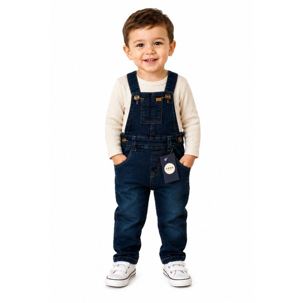Jardineira jeans de calça Macacão Infantil Menino- Bebê 1 2 e 3 anos
