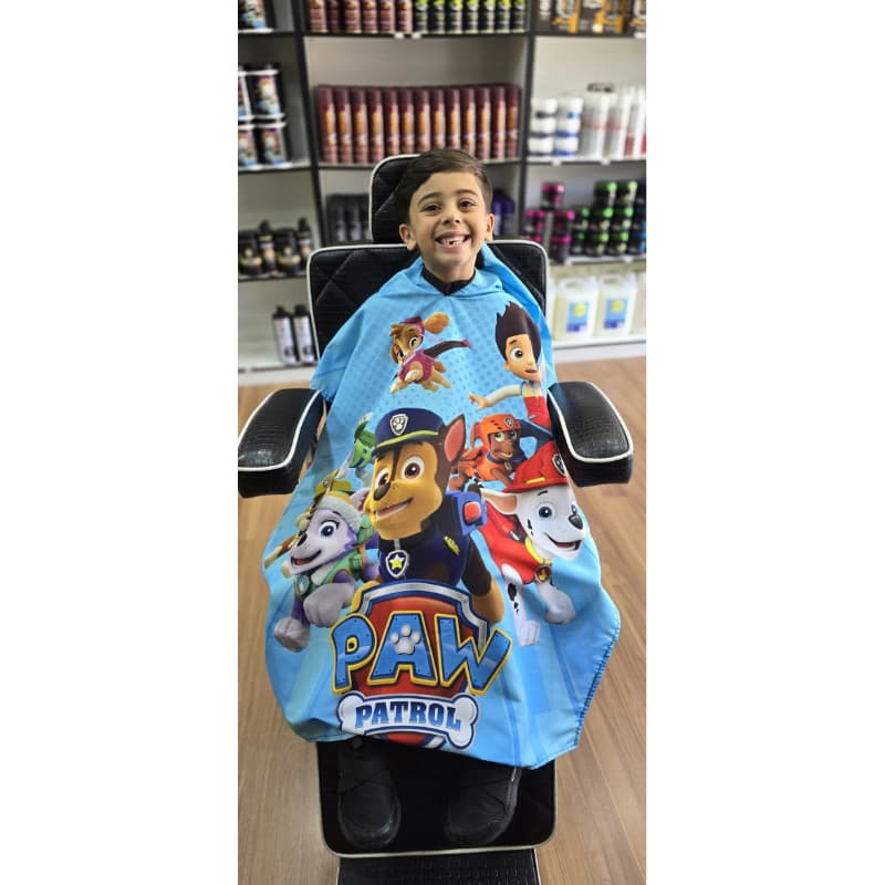 Capa de Corte Infantil Patrulha Canina Barbeiro Cabeleireiro Proteção Corte de Cabelo