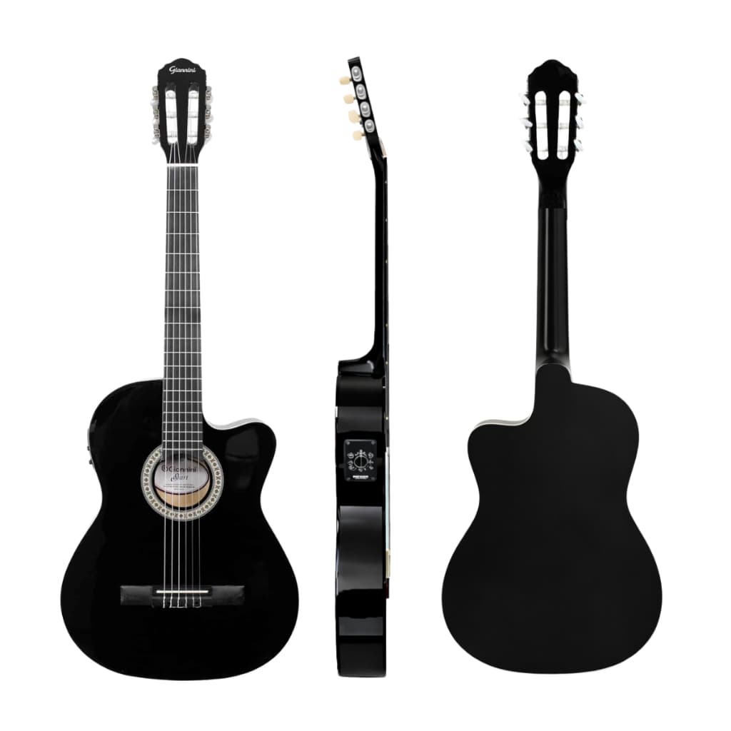 KIT VIOLÃO GIANNINI NF-14 BLACK ELETROACÚSTICO + CAPA + ACESSÓRIOS COMPLETOS