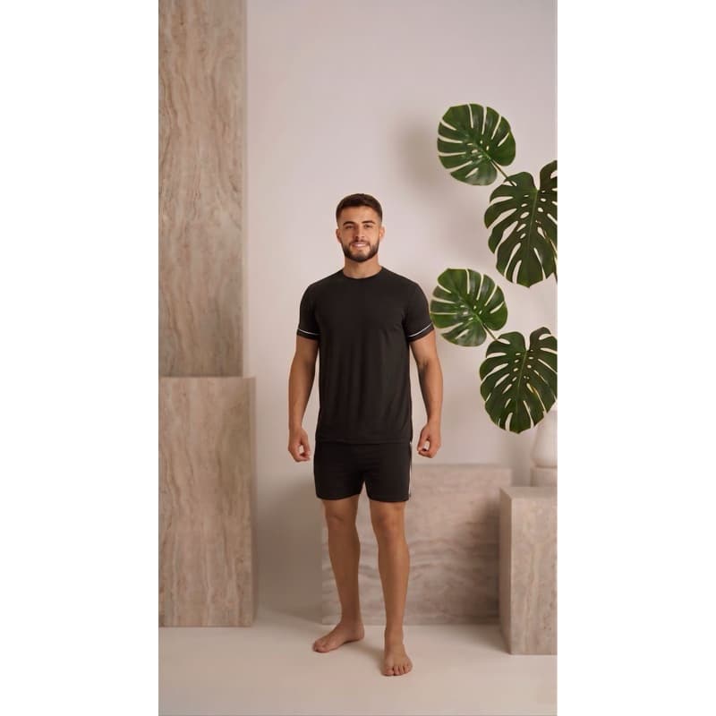Pijama Masculino Conjunto Camiseta e Bermuda Confortável