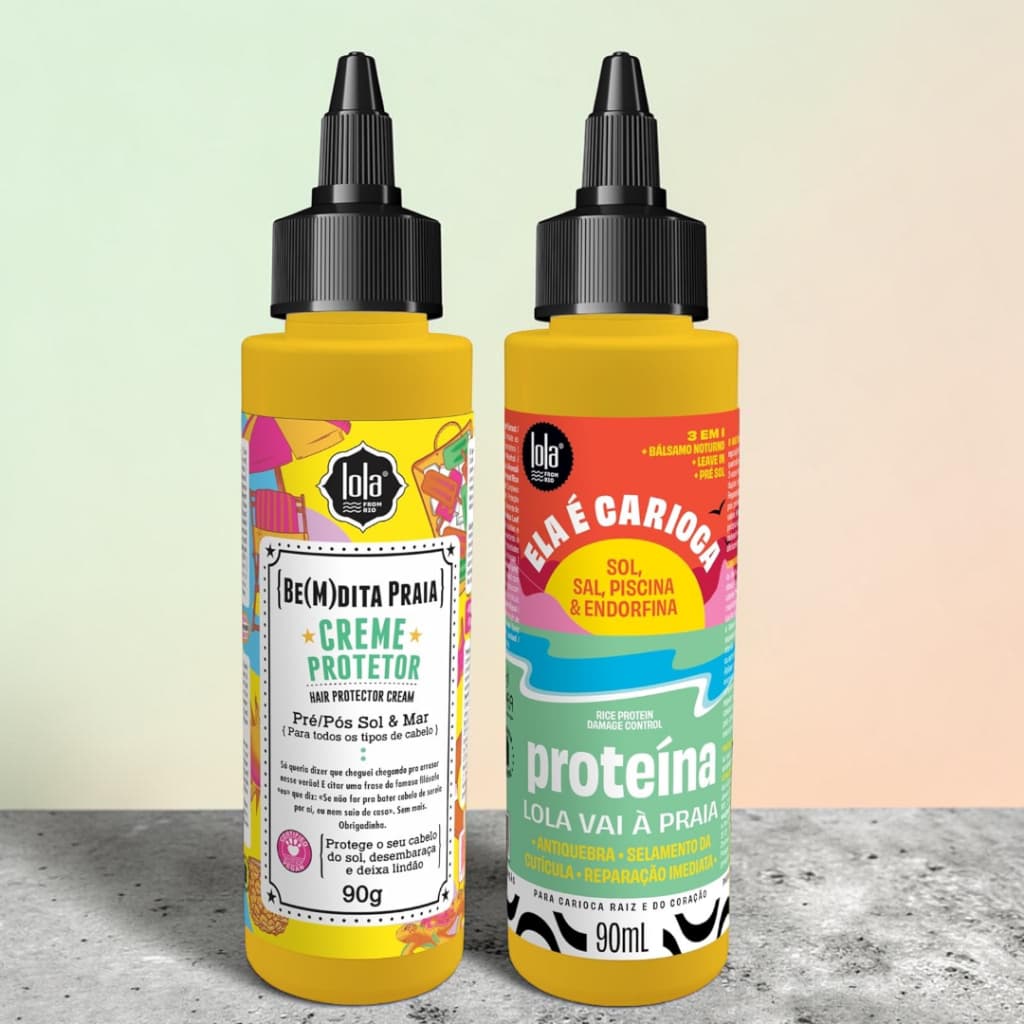 Lola Ela É Carioca Proteína 90ml + Bemdita Praia Creme Protetor 90g | Kit Mini Verão