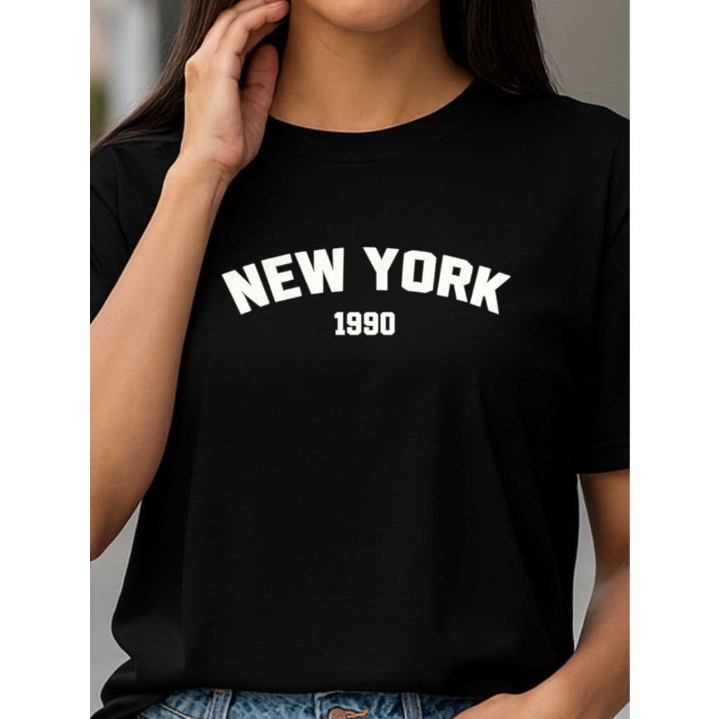 Camiseta Feminina 100% Algodão New York 1990 EUA Moda